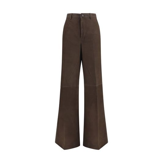Rick Owens Brown Calf Leather Bos Taurus Casual Pants