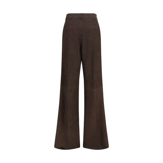 Rick Owens Brown Calf Leather Bos Taurus Casual Pants