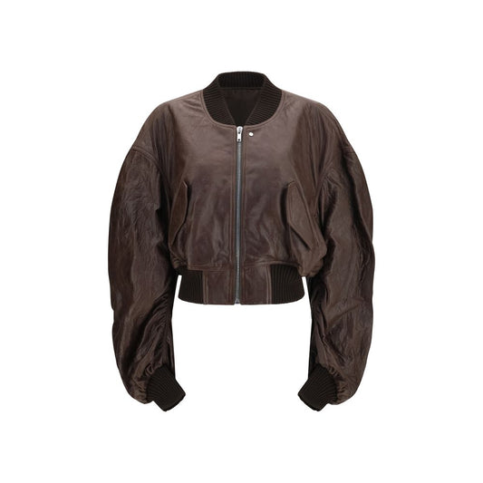 Rick Owens Brown Calf Leather Bos Taurus Bomber