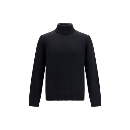 Roberto Collina Black Wool Oves Aries Turtleneck