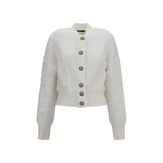 Balmain White Viscose Bomber