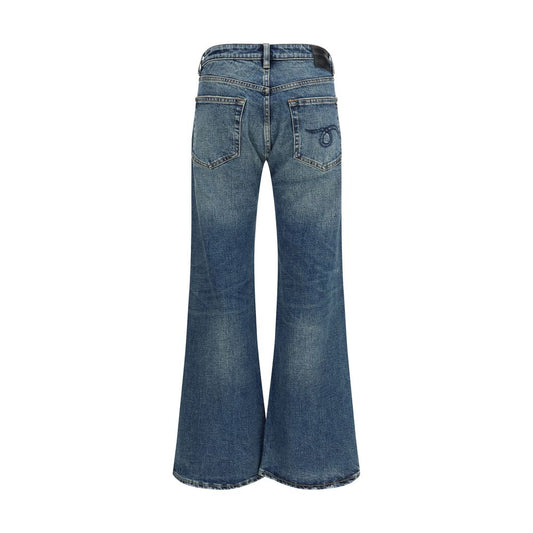 R13 Blue Cotton Flared Jeans