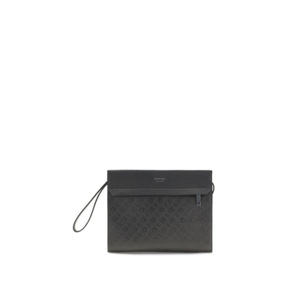Ferragamo Black Calf Leather Bos Taurus Shoulder Bag