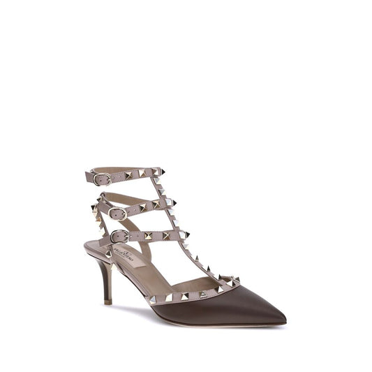 Valentino Garavani Brown Calf Leather Bos Taurus Mid Heel Pumps