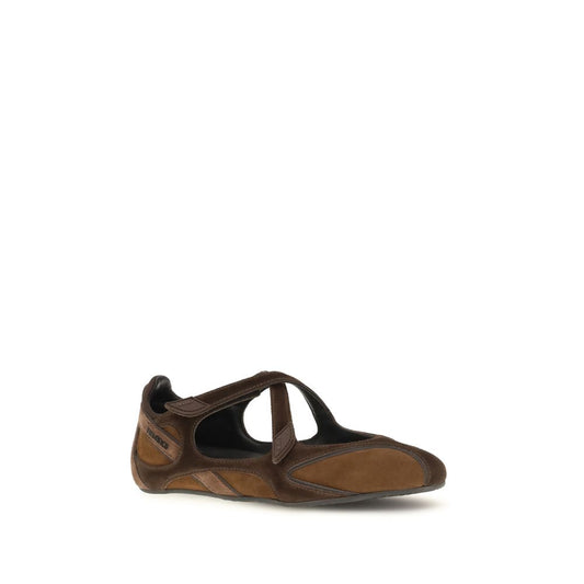 The Attico Brown Calf Leather Bos Taurus Ballet Flats