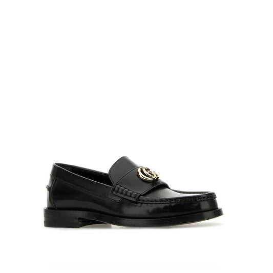 Gucci Black Leather Slip-On Loafers