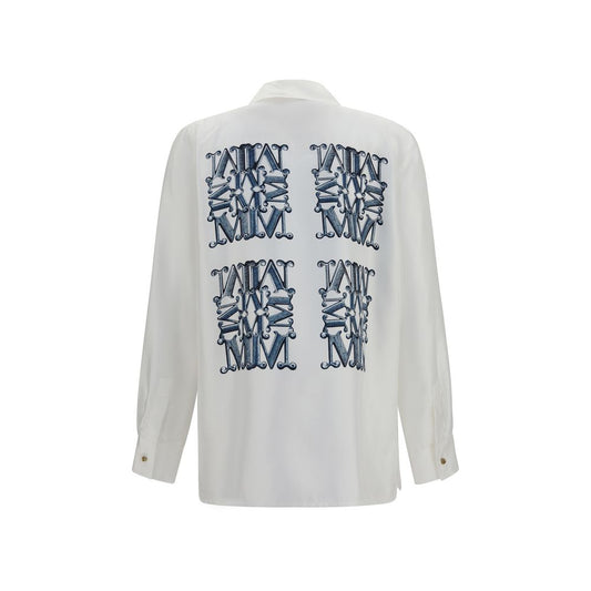 Max Mara White Silk Pattern Shirt