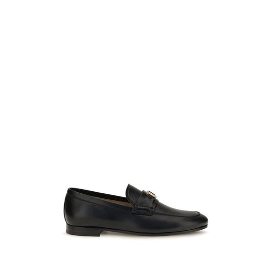 Valentino Garavani Black Calf Leather Bos Taurus Slip-On Loafers