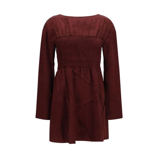 Ganni Bordeaux Acetate Casual Dress