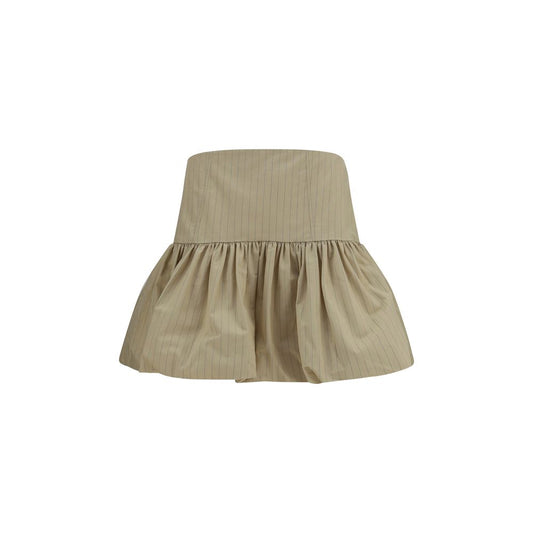 Ganni Beige Cotton Mini Skirt