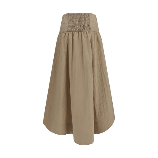 Ganni Beige Cotton Midi Skirt