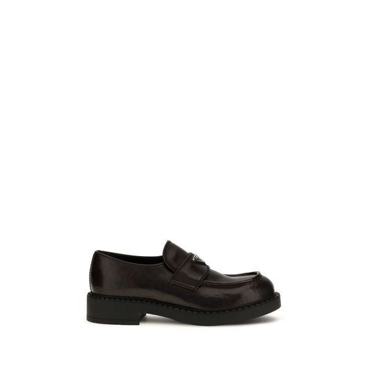 Prada Brown Calf Leather Bos Taurus Slip-On Loafers