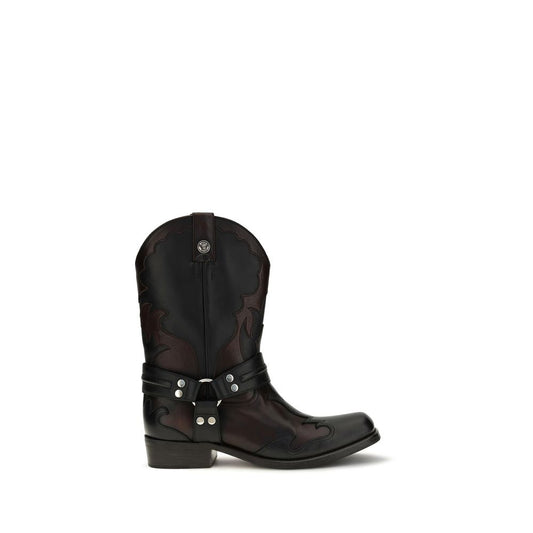 Versace Black Calf Leather Bos Taurus Boots