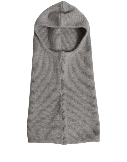Dolce & Gabbana Men Grey Wool Ribbed Knit Balaclava Wrap One Size Hat