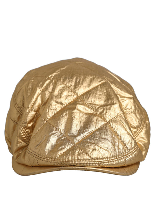 Dolce & Gabbana Men Gold Wide Quilted Newsboy Capello Hat