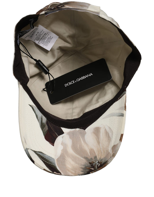 Dolce & Gabbana Men Beige Floral Cotton Baseball Capello Hat