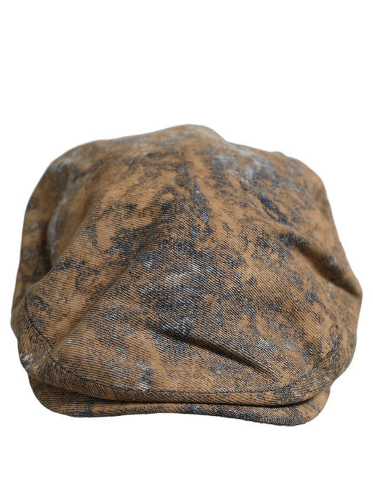 Dolce & Gabbana Men Brown Cotton Newsboy Capello Cabbie Hat