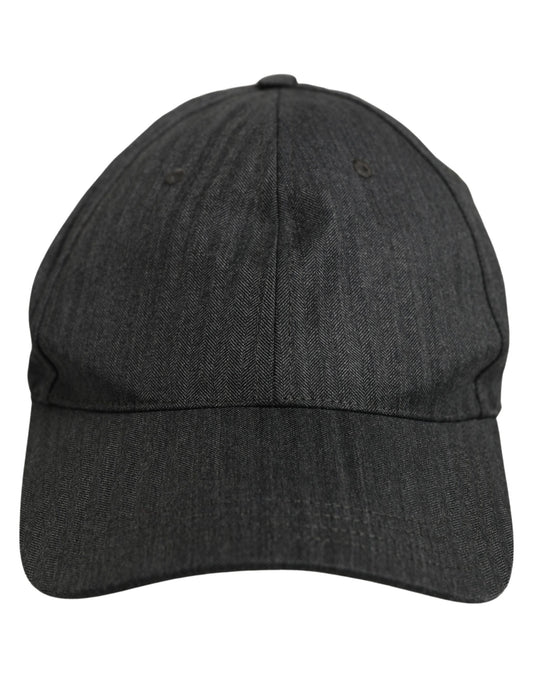 Dolce & Gabbana Men Dark Gray Herringbone Baseball Cap Hat