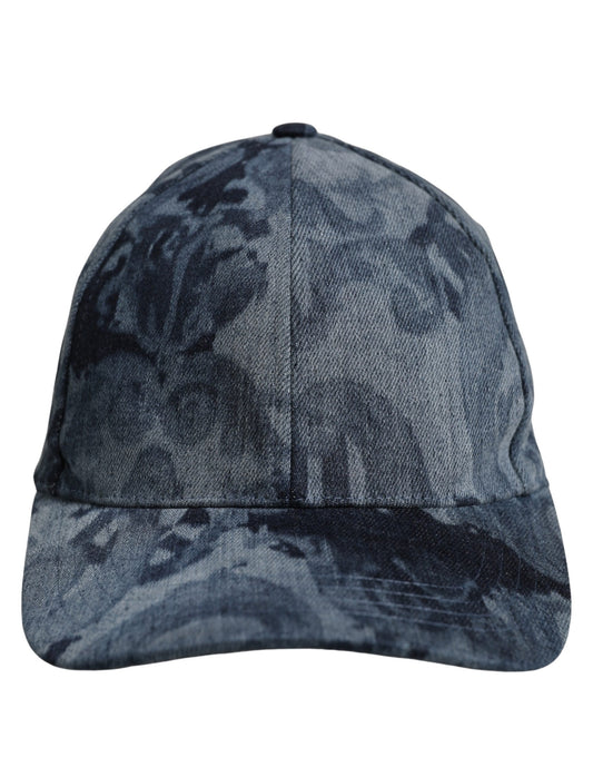 Dolce & Gabbana Men Blue All Over Logo Cotton Baseball Cap Hat