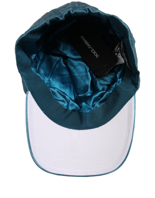 Dolce & Gabbana Men Teal Polyester Quilted Baseball Cap Hat