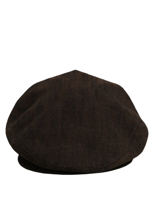 Dolce & Gabbana Men Brown Cotton Flat Cloth Newsboy Cap Hat