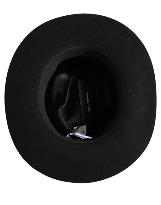 Dolce & Gabbana Men Black Classic Wide Brim Fedora Capello Hat