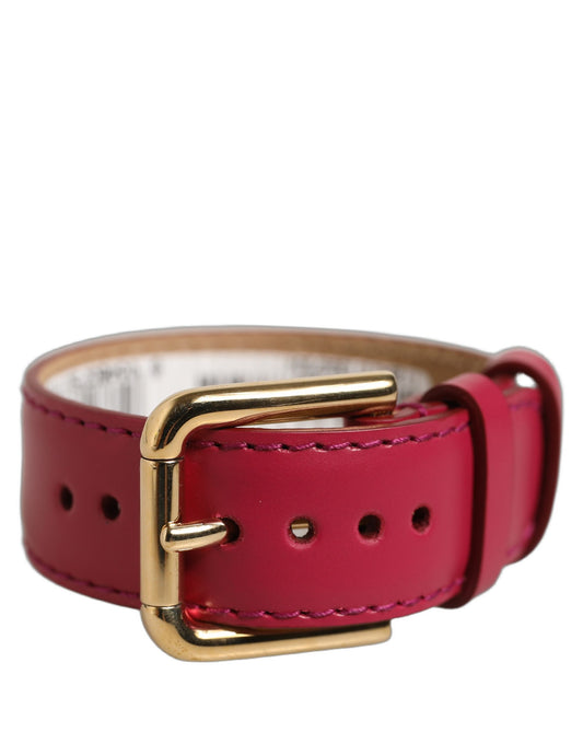 Dolce & Gabbana Red Calfskin Leather Gold Buckle Belt Strap Bracelet
