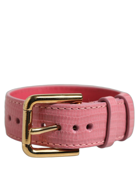 Dolce & Gabbana Pink Textured Leather Gold Buckle Belt Strap Bracelet