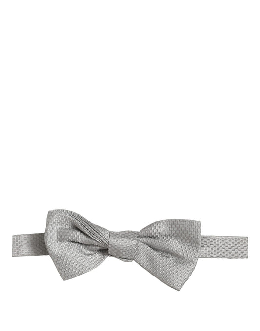 Dolce & Gabbana Men Gray 100% Silk Adjustable Neck Papillon Bow Tie