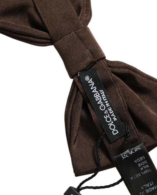 Dolce & Gabbana Men Brown 100% Silk Adjustable Neck Papillon Bow Tie
