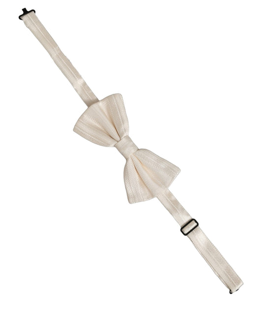 Dolce & Gabbana Men White 100% Silk Adjustable Neck Papillon Bow Tie