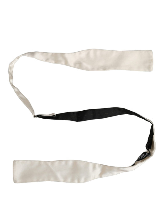 Dolce & Gabbana Men White 100% Silk Adjustable Neck Papillon Bow Tie