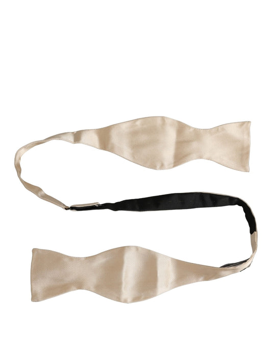 Dolce & Gabbana Men Beige 100% Silk Adjustable Neck Papillon Bow Tie