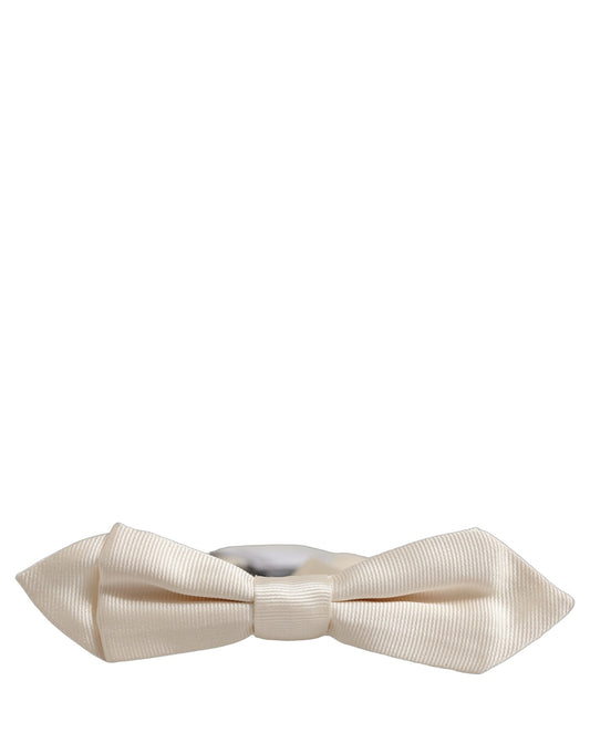 Dolce & Gabbana Men White 100% Silk Adjustable Neck Papillon Bow Tie