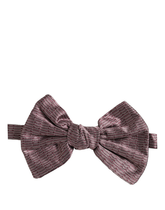 Dolce & Gabbana Men Maroon 100% Silk Adjustable Neck Papillon Bow Tie