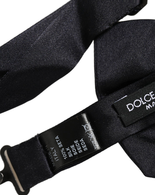Dolce & Gabbana Men Dark Blue 100% Silk Adjustable Neck Papillon Bow Tie