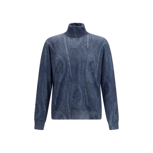 Etro Blue Silk Turtleneck