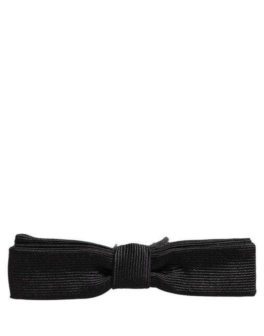 Dolce & Gabbana Men Black 100% SIlk Adjustable Neck Papillon Bow Tie