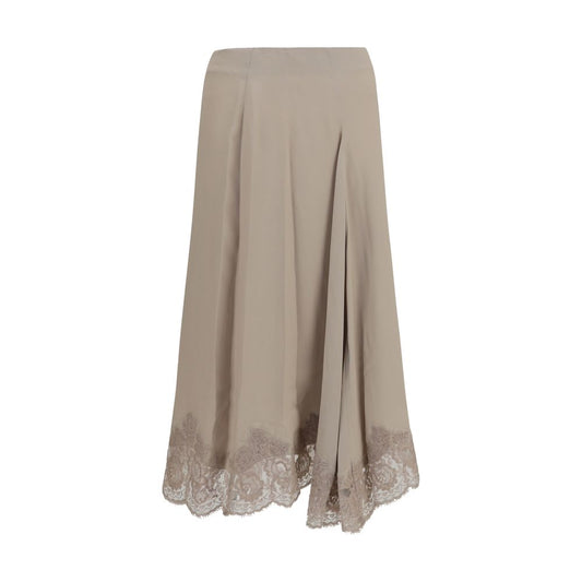 P.A.R.O.S.H. Beige Acetate Midi Skirt