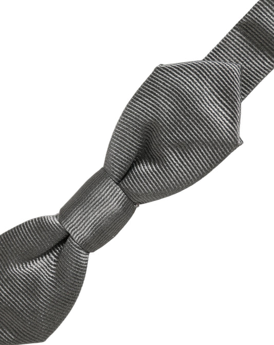 Dolce & Gabbana Men Gray 100% Silk Adjustable Neck Papillon Bow Tie