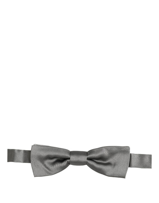 Dolce & Gabbana Men Gray 100% Silk Adjustable Neck Papillon Bow Tie