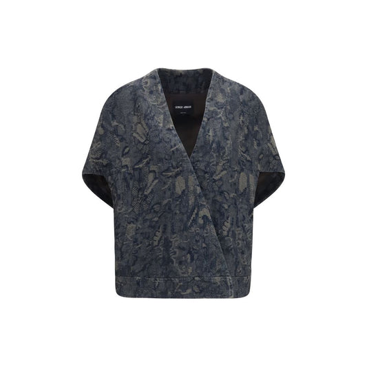 Giorgio Armani Blue Cotton Denim Jacket