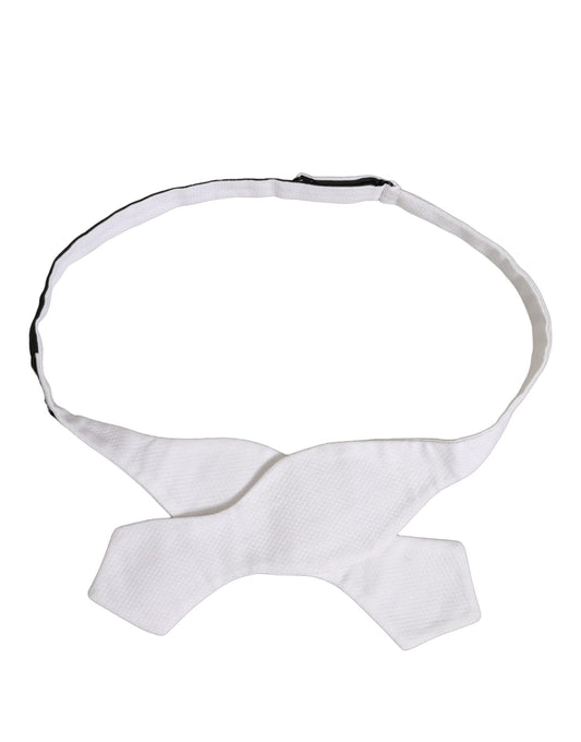Dolce & Gabbana Men White 100% Silk Adjustable Neck Papillon Bow Tie