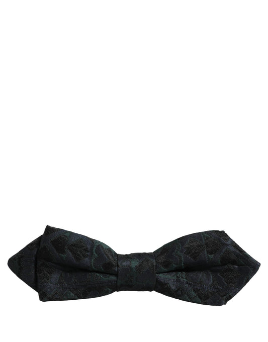 Dolce & Gabbana Men Black Green Paisley Adjustable Neck Papillon Bow Tie