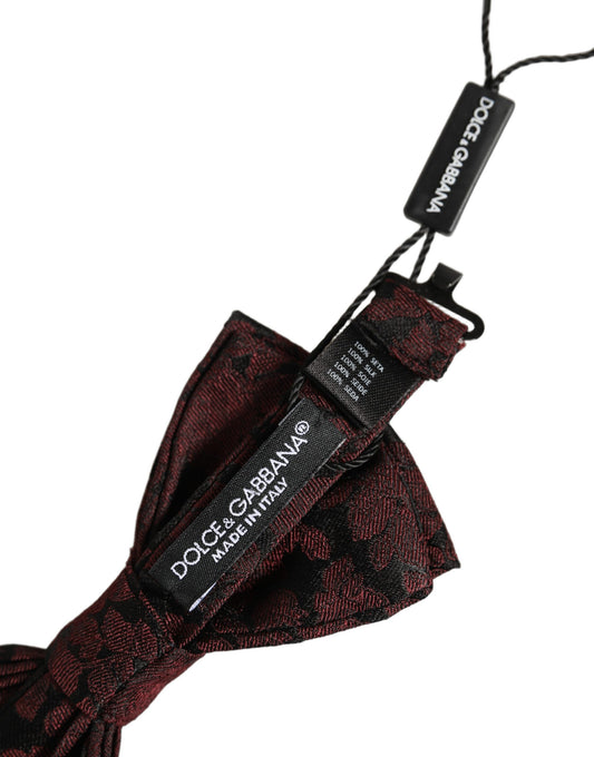 Dolce & Gabbana Men Maroon Floral Silk Adjustable Neck Bow Tie