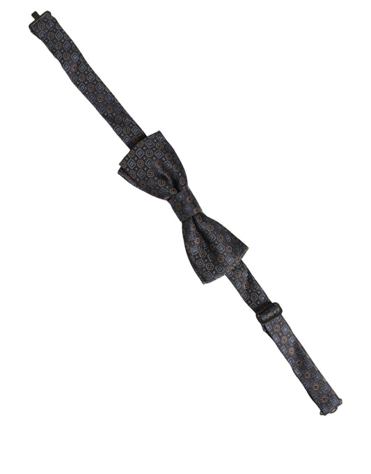 Dolce & Gabbana Men Dark Gray Geometric Adjustable Neck Bow Tie
