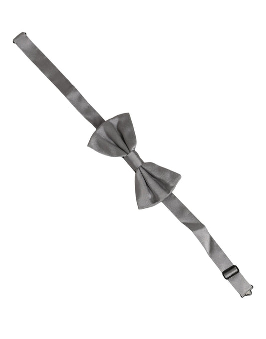 Dolce & Gabbana Men Gray 100% Silk Adjustable Neck Papillon Bow Tie