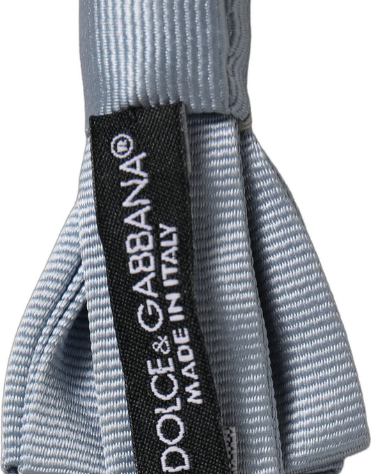 Dolce & Gabbana Men Light Blue Silk Adjustable Neck Papillon Bow Tie