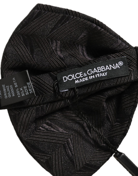 Dolce & Gabbana Men Black Patterned Adjustable Neck Papillon Bow Tie