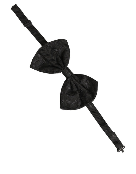 Dolce & Gabbana Men Black Patterned Adjustable Neck Papillon Bow Tie